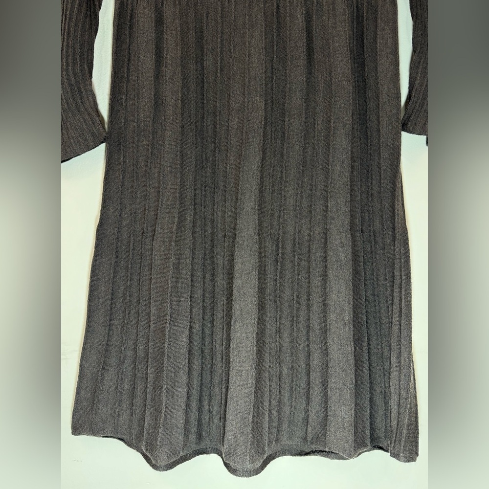 Eileen Fisher Wool Scoopneck Pleated Ribbed Knit Dress – Fit & Flare Size Small - Picture 6 of 13